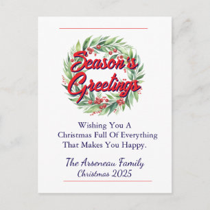 Cartes Pour Fêtes Annuelles Vœux de saison floraux rouges Personnaliser