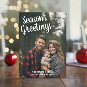 Cartes Pour Fêtes Annuelles Vœux de saison Plaid Aqua Manuscrit Photo