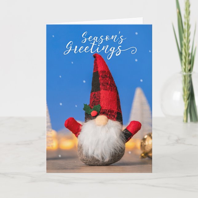 Cartes Pour Fêtes Annuelles Vœux de saison pour tout gnome hivernal mignon (Devant)