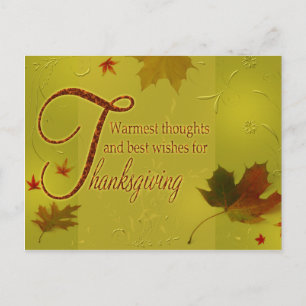Cartes Pour Fêtes Annuelles Voeux de Thanksgiving Feuilles de typographie - Ca