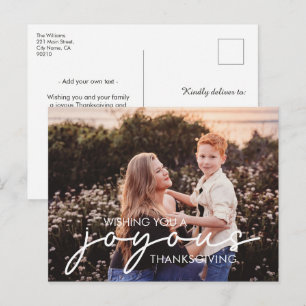 Cartes Pour Fêtes Annuelles Vœux de Thanksgiving Joyeux Photo Personnalisée Mo