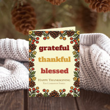 Vœux de Thanksgiving reconnaissants design rétro