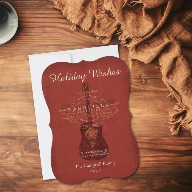 Cartes Pour Fêtes Annuelles Voeux de vacances à Nashville (Card on table)