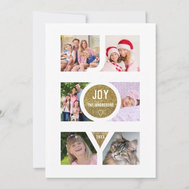 Cartes Pour Fêtes Annuelles Vœux de vacances de joie uniques Photos de famille (Devant)