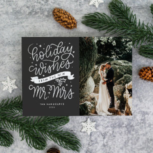 Cartes Pour Fêtes Annuelles Voeux de vacances du nouveau Mr. & Mme (Ardoise)
