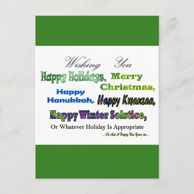 Cartes Pour Fêtes Annuelles Vœux de vacances vert multi (Devant)