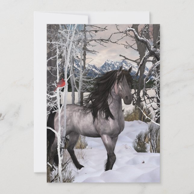 Cartes Pour Fêtes Annuelles Vœux d'hiver 2024 Cheval (Devant)