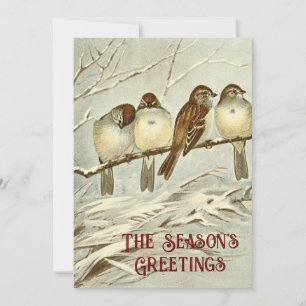 Cartes Pour Fêtes Annuelles Vœux d'oiseaux de maison vintage Saisons