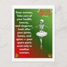 Vœux drôles de Noël pour un squelette de femme pou