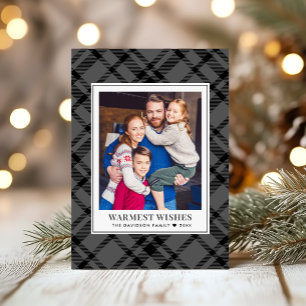 Cartes Pour Fêtes Annuelles Vœux les plus chaleureux Cadre photo à carreaux no