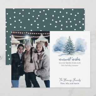 Cartes Pour Fêtes Annuelles Vœux les plus chaleureux Sapin enneigé