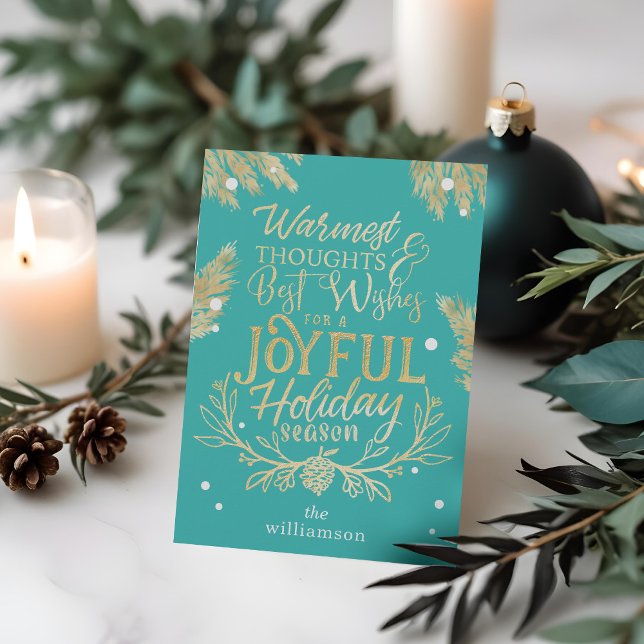 Cartes Pour Fêtes Annuelles Voeux les plus chauds Message typographique Photo  (Warmest Wishes Typographic Message Photo Collage Holiday Card)