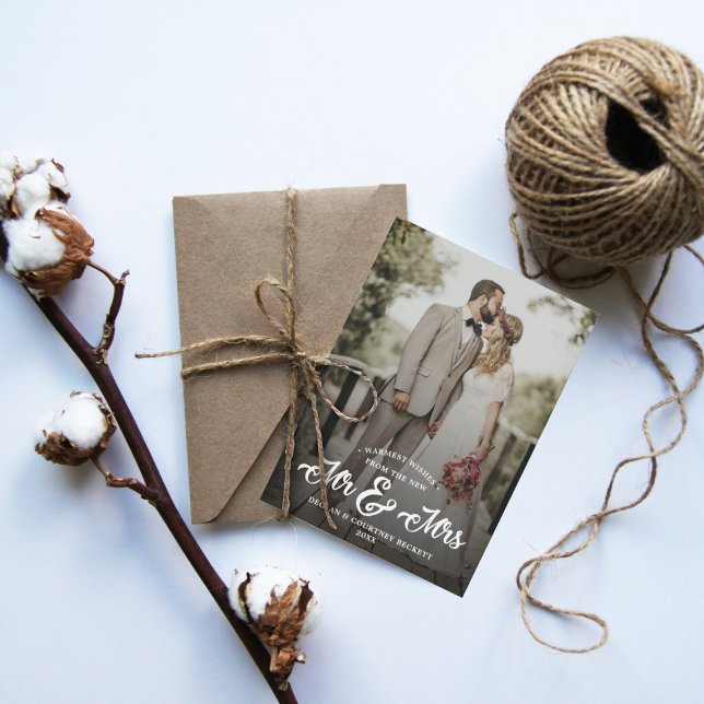 Cartes Pour Fêtes Annuelles Voeux les plus chauds Nouveau M & Mme Mariage Phot (Créateur téléchargé)