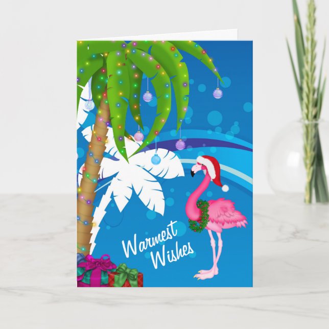 Cartes Pour Fêtes Annuelles Voeux les plus chauds Palm Trees Flamant rose Plag (Devant)