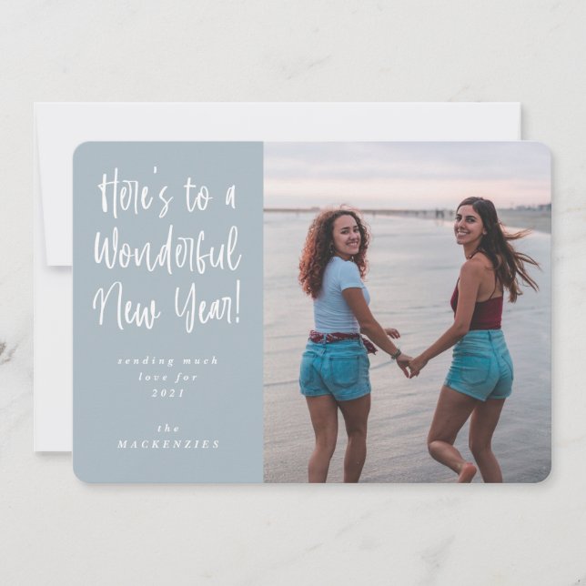 Cartes Pour Fêtes Annuelles Voici À une merveilleuse photo du Nouvel An (Devant)