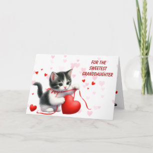 Cartes Pour Fêtes Annuelles Voici mon cœur Petite-fille Chat valentin