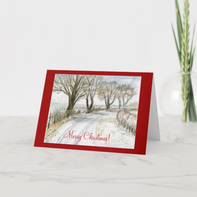 Cartes Pour Fêtes Annuelles Voie de neige Northumberland Angleterre Joyeux Noë (Devant)