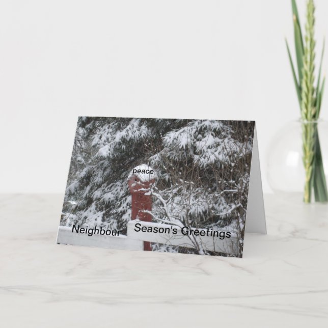 Cartes Pour Fêtes Annuelles Voisin voeux de Noël - Neige sur les arbres (Devant)