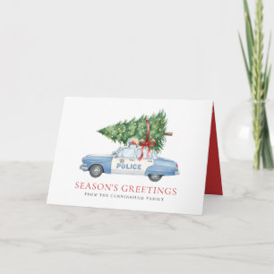 Cartes Pour Fêtes Annuelles Voiture d'arbre de Noël d'agent de police moderne