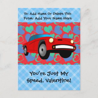 Cartes Pour Fêtes Annuelles Voiture de course Valentine