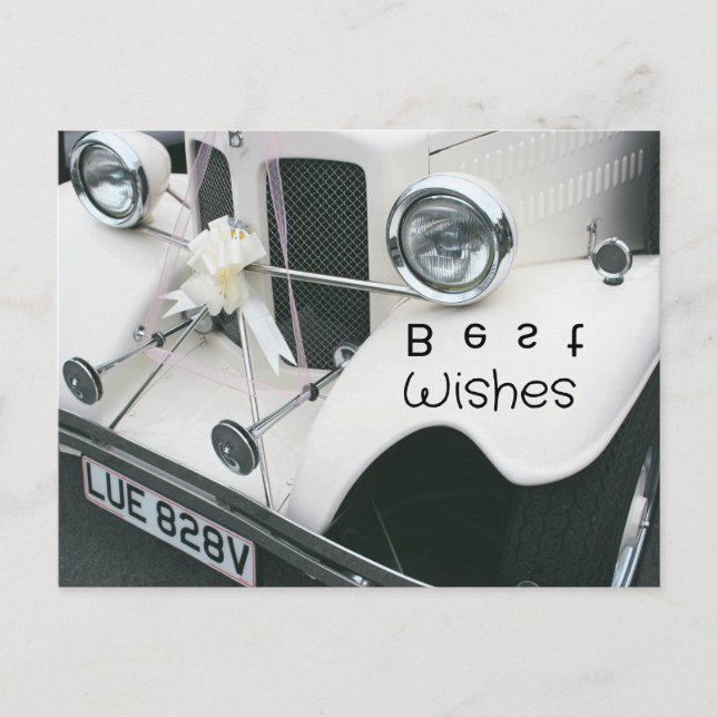 Cartes Pour Fêtes Annuelles Voiture de mariage élégante noire et blanche (Devant)