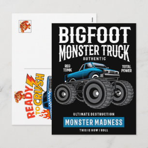 Cartes Pour Fêtes Annuelles Voiture de Monster Truck pour garçon d'anniversair