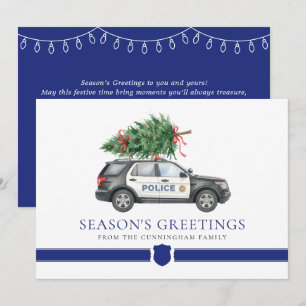Cartes Pour Fêtes Annuelles Voiture de Noël d'agent de police moderne personna
