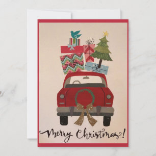 Cartes Pour Fêtes Annuelles Voiture de Noël rouge Vintage