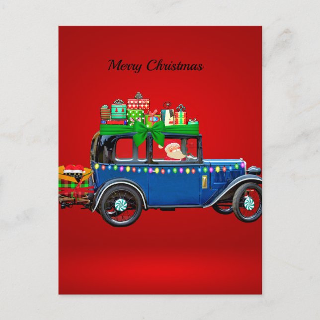 Cartes Pour Fêtes Annuelles Voiture de Noël Vacances (Devant)