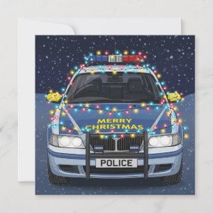 Cartes Pour Fêtes Annuelles Voiture de police décorée Joyeux Noël 
