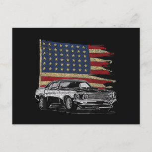Cartes Pour Fêtes Annuelles Voiture de sport américaine Muscle Car Flag