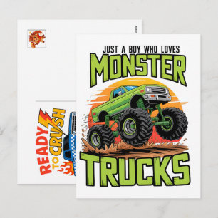 Cartes Pour Fêtes Annuelles Voiture Monster Truck pour garçon d'anniversaire, 