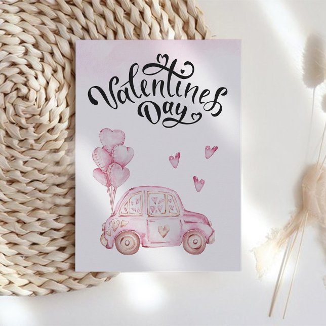 Cartes Pour Fêtes Annuelles Voiture rose de la Saint Valentin (Créateur téléchargé)