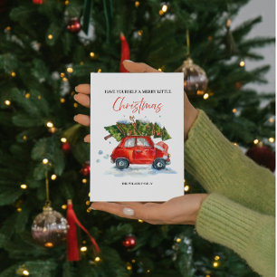 Cartes Pour Fêtes Annuelles Voiture rouge de Noël et arbre