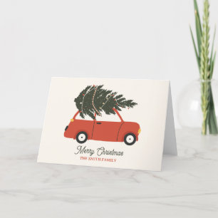 Cartes Pour Fêtes Annuelles Voiture Vintage avec arbre de noël