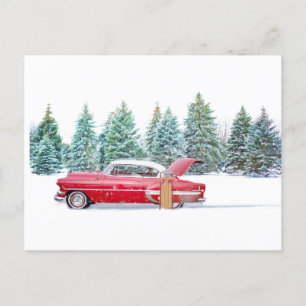 Cartes Pour Fêtes Annuelles Voiture Vintage de jour Snowy Winter personnalisée