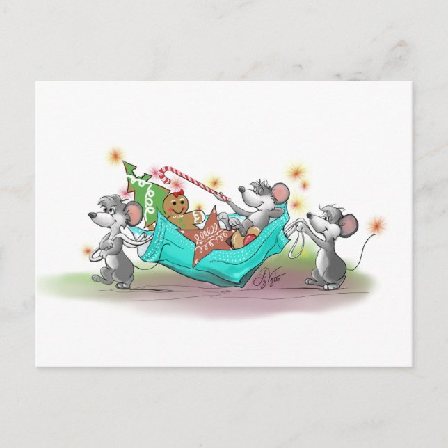 Cartes Pour Fêtes Annuelles Vol de biscuits de Noël (Devant)