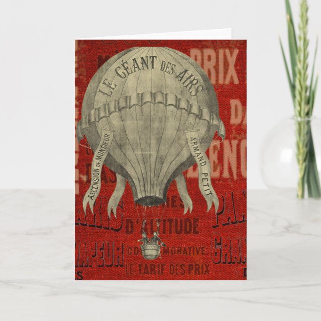 Cartes Pour Fêtes Annuelles Vol en montgolfière Steampunk vintage personnalisé (Devant)