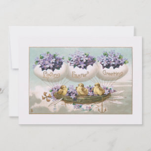 Cartes Pour Fêtes Annuelles Vol Whimsical Vintage OEufs de Pâques et pousses