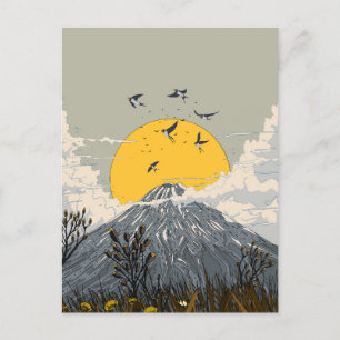 Cartes Pour Fêtes Annuelles Volcan de la Fleur Sauvage Montagne