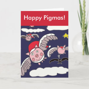 Cartes Pour Fêtes Annuelles Voler Père Noël Cochon Joyeux Noël Pigmas