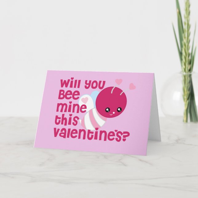 Cartes Pour Fêtes Annuelles Volonté mignonne vous abeille mon Valentine (Devant)