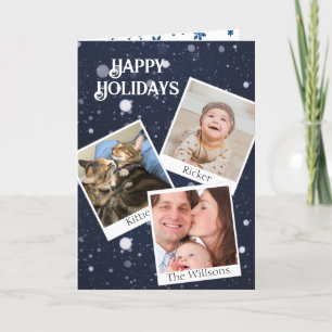 Cartes Pour Fêtes Annuelles Vos 3 Photos Instantanées Personnalisent Signature