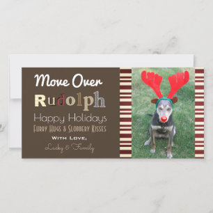 Cartes Pour Fêtes Annuelles Vos Chiens Reindeer de Noël avec photo verticale