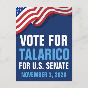 Cartes Pour Fêtes Annuelles Vote Talarico pour le Sénat 2026 Drapeau Américain