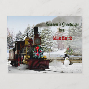 Cartes Pour Fêtes Annuelles Votre entreprise de Noël avec un train vintage