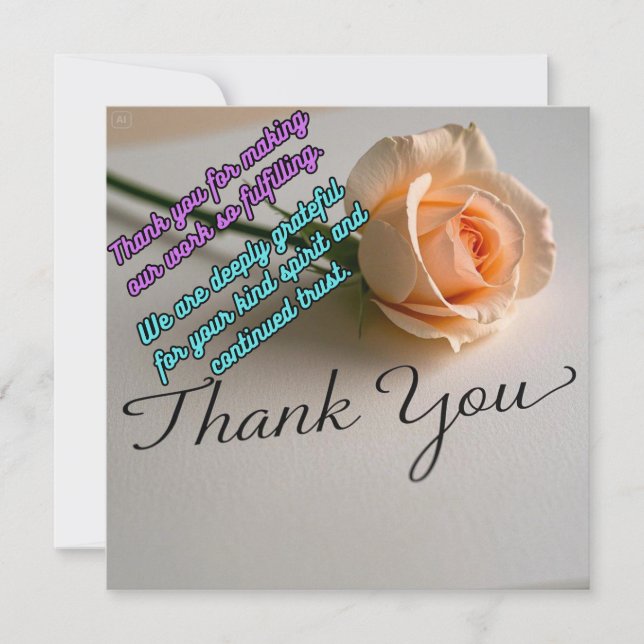 Cartes Pour Fêtes Annuelles Votre générosité est appréciée (Devant)