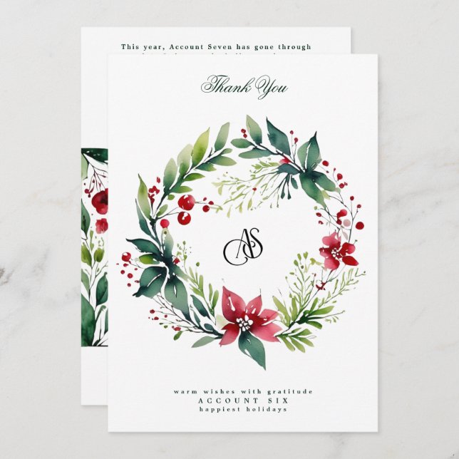 Cartes Pour Fêtes Annuelles Votre logo d'entreprise | La couronne de jours fér (Devant / Derrière)