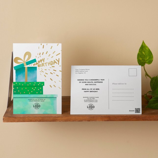 Cartes Pour Fêtes Annuelles Votre logo Fun Green Joyeux Cadeaux d'anniversaire (Créateur téléchargé)