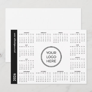 Cartes Pour Fêtes Annuelles Votre logo ici 2026 calendrier blanc